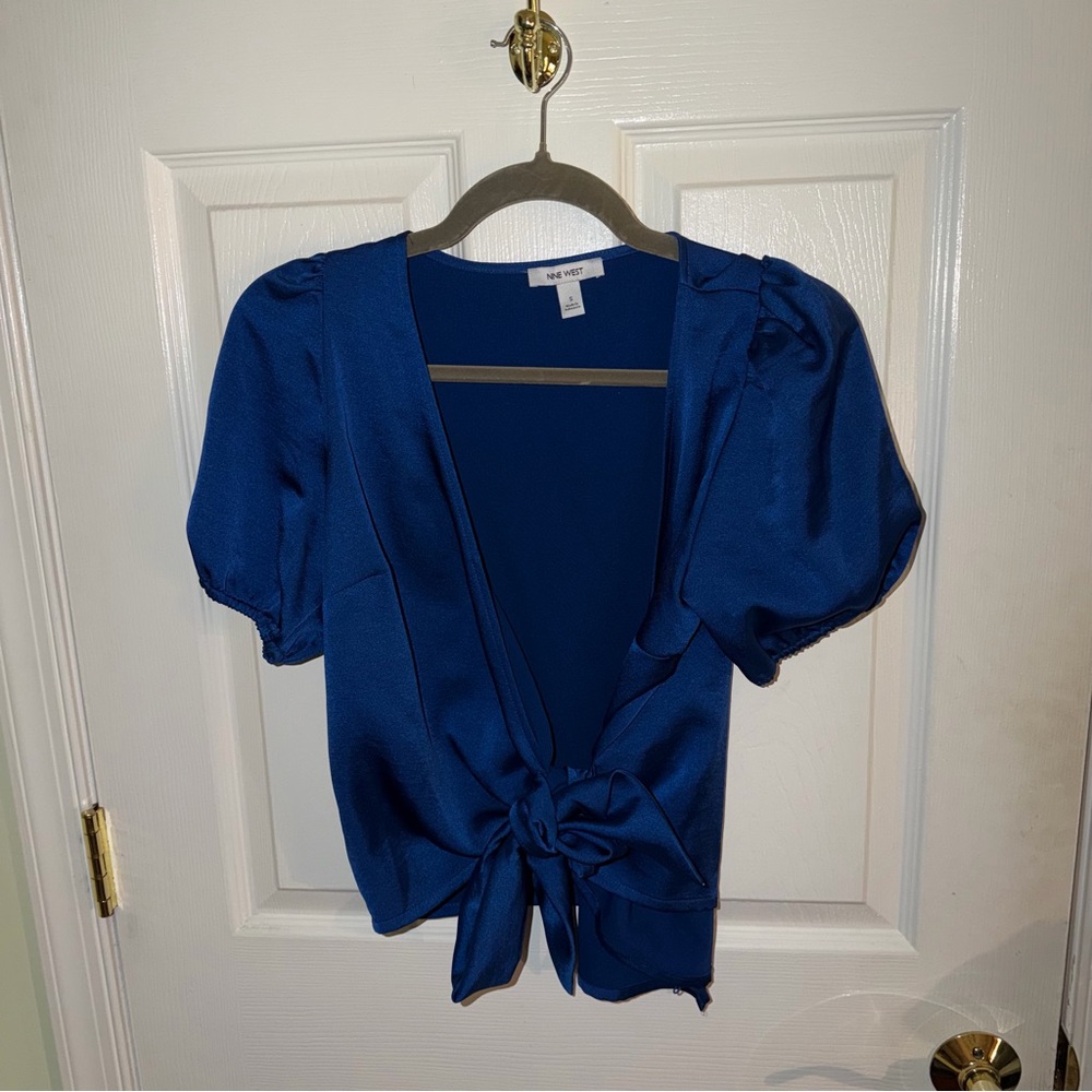 Nine West Royal Blue Satin Blouse